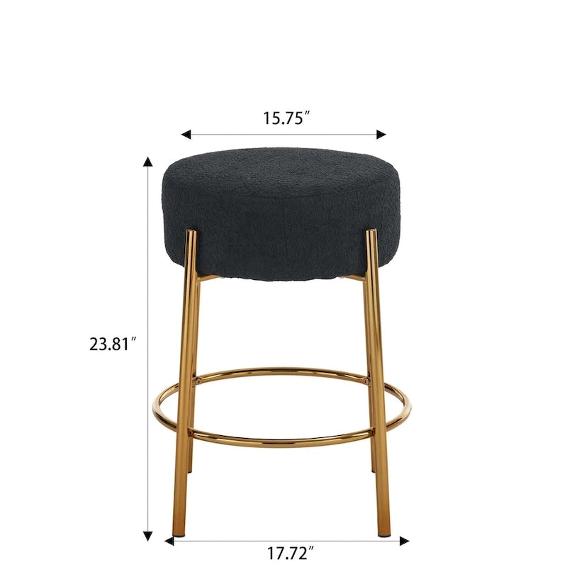 Black+Gold Modern Round Bar Stools, Set of 2