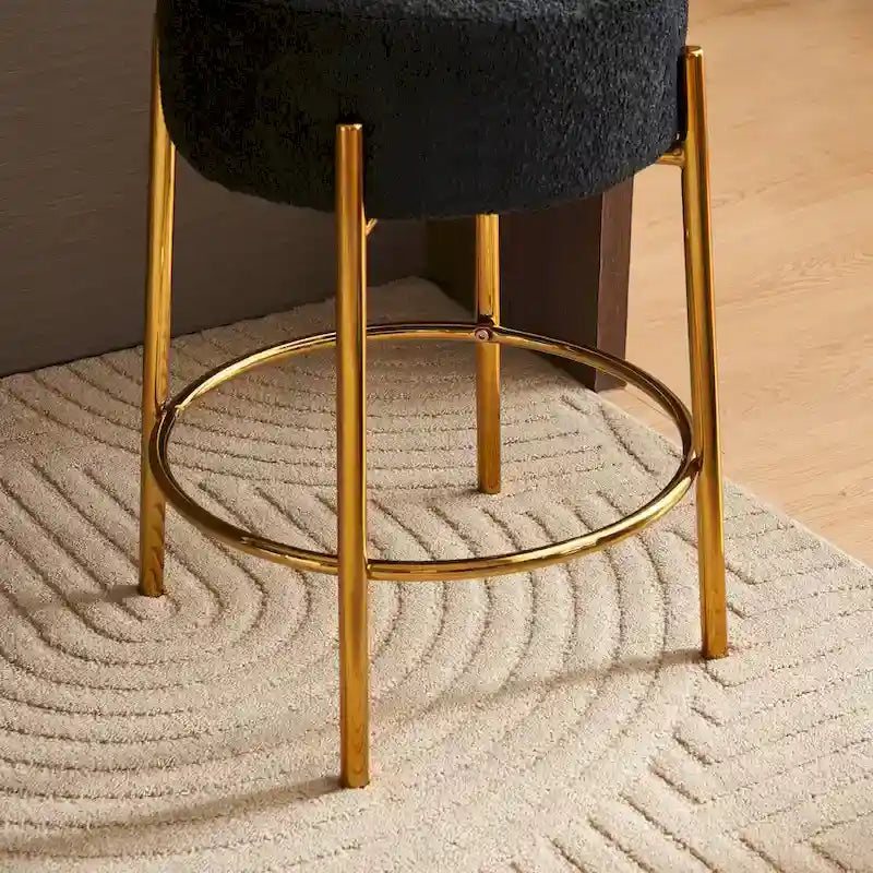 Black+Gold Modern Round Bar Stools, Set of 2