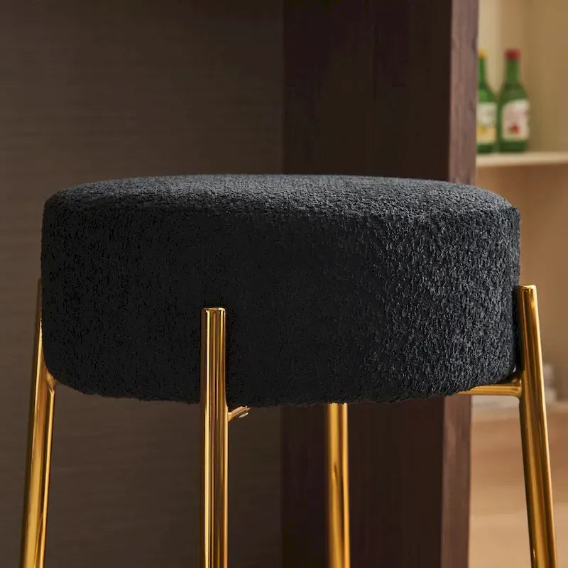 Black+Gold Modern Round Bar Stools, Set of 2