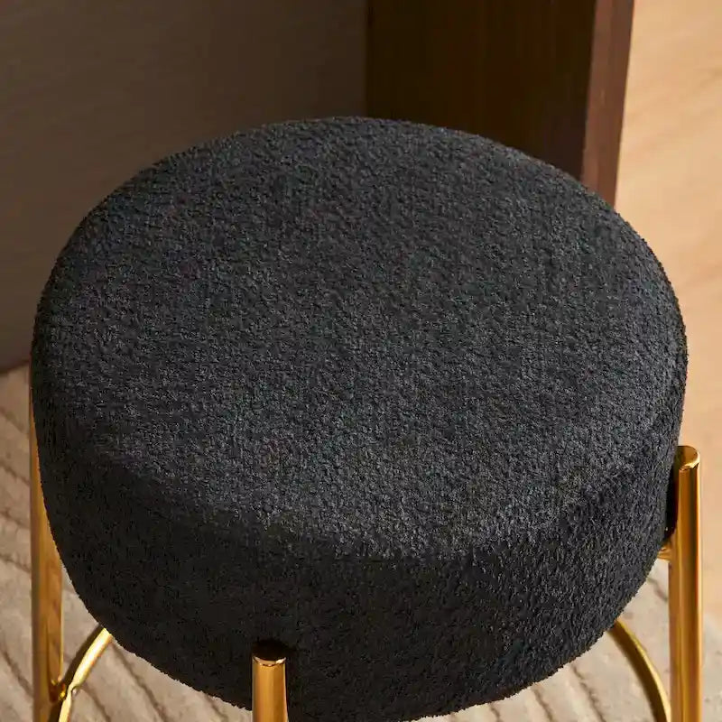 Black+Gold Modern Round Bar Stools, Set of 2