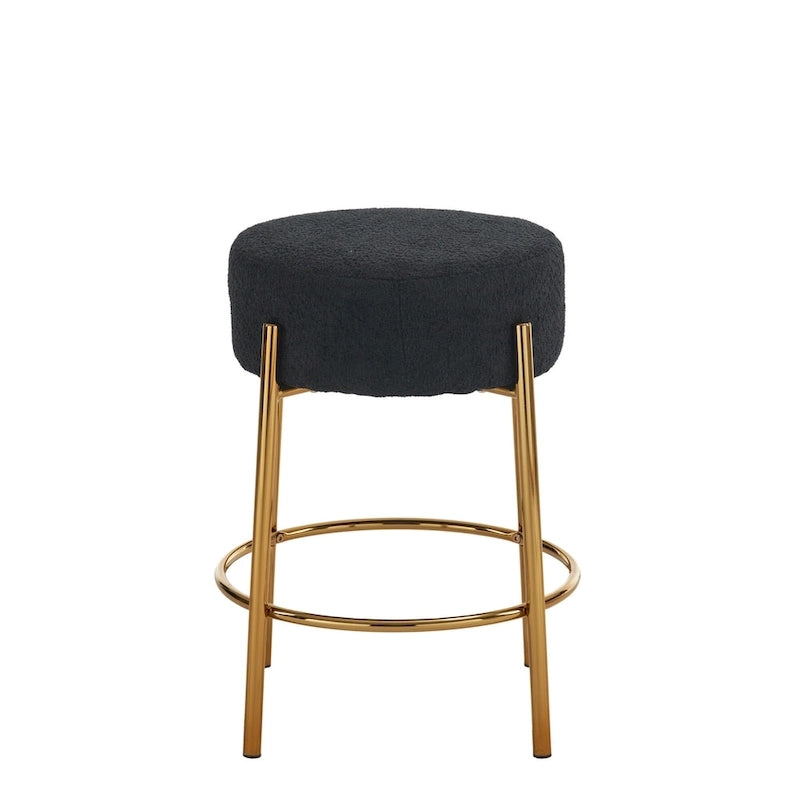 Black+Gold Modern Round Bar Stools, Set of 2