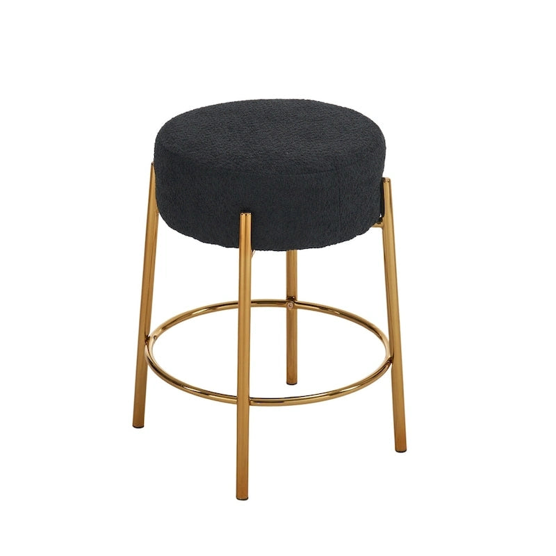 Black+Gold Modern Round Bar Stools, Set of 2