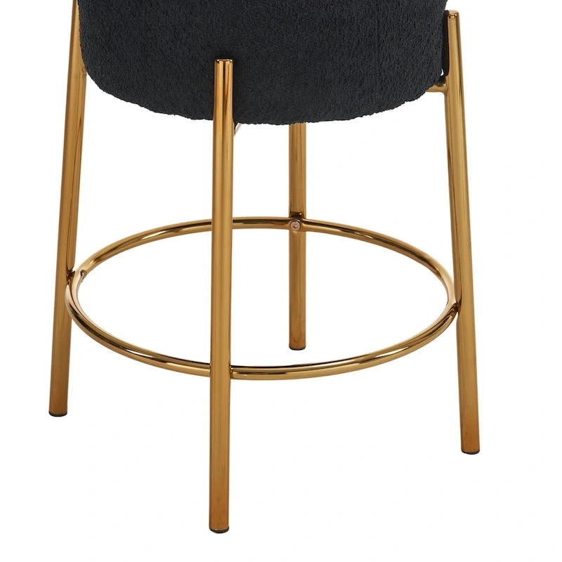 Black+Gold Modern Round Bar Stools, Set of 2