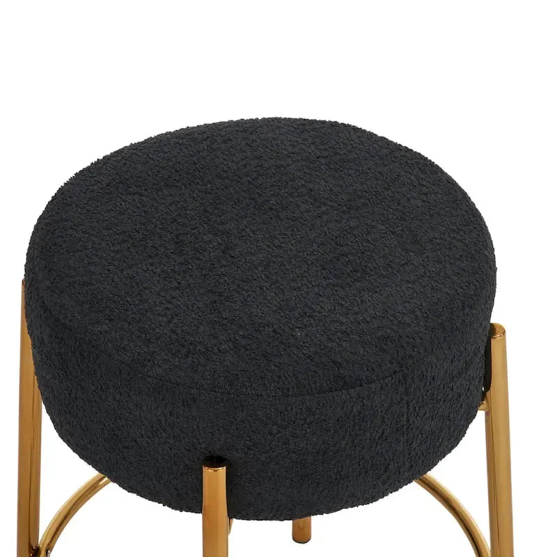 Black+Gold Modern Round Bar Stools, Set of 2