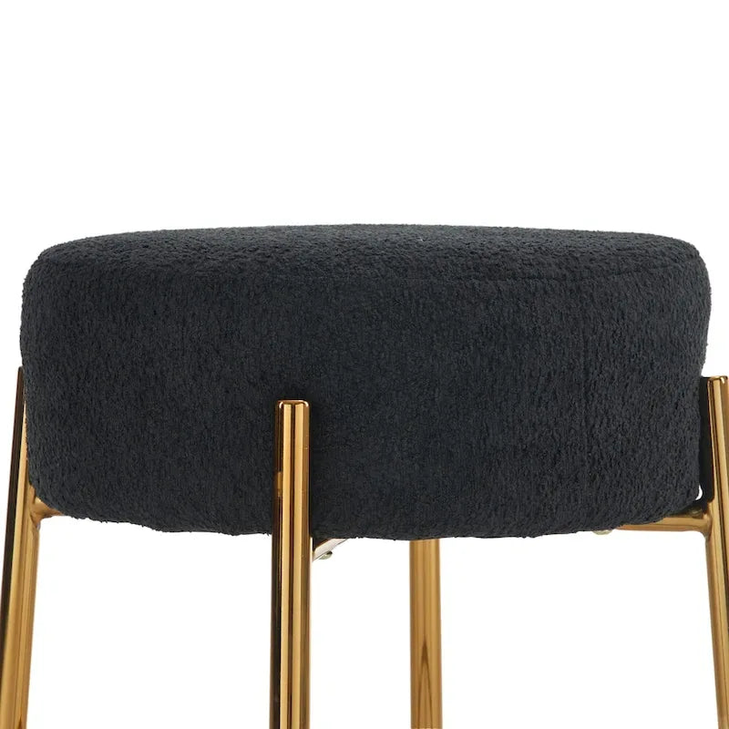 Black+Gold Modern Round Bar Stools, Set of 2