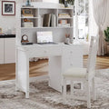 White / Espresso | Retro Writing Desk & Chair Set | 1-Person