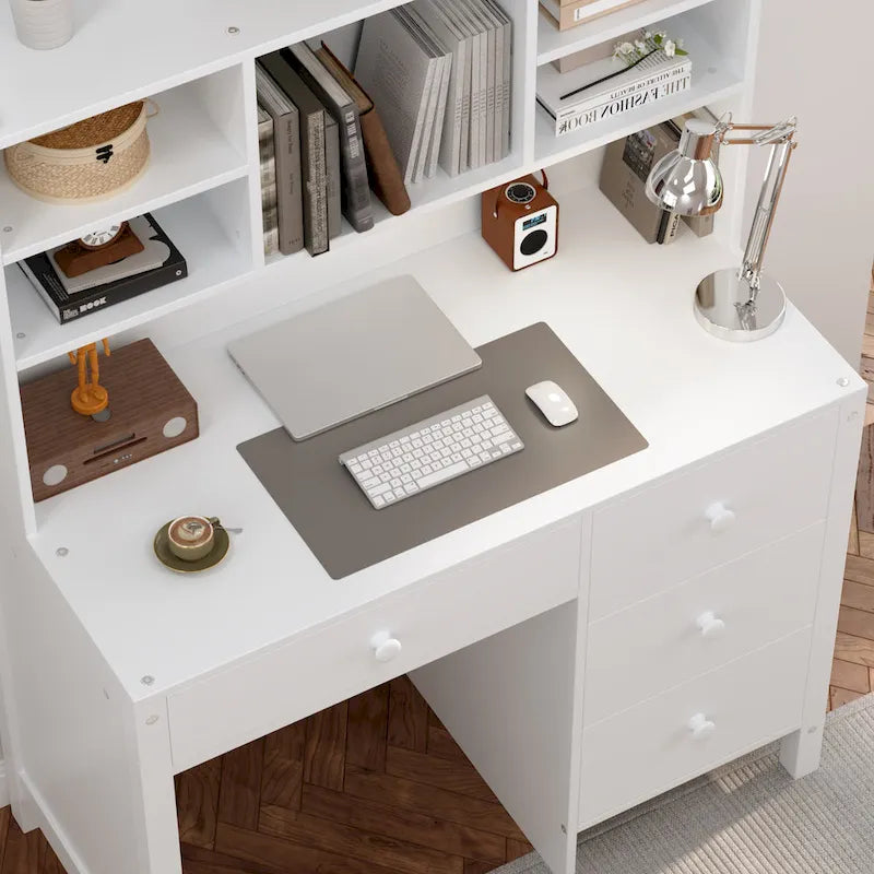 White / Espresso | Retro Writing Desk & Chair Set | 1-Person