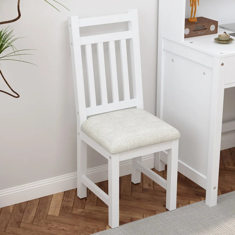 White / Espresso | Retro Writing Desk & Chair Set | 1-Person