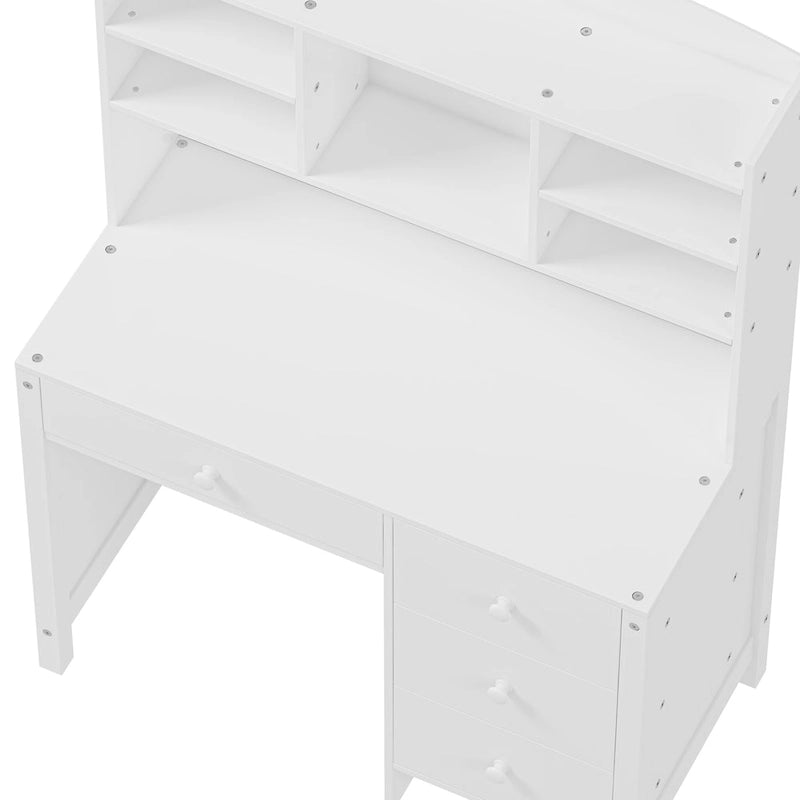 White / Espresso | Retro Writing Desk & Chair Set | 1-Person