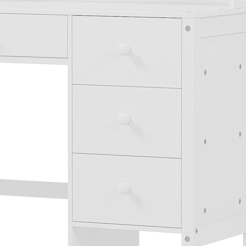White / Espresso | Retro Writing Desk & Chair Set | 1-Person