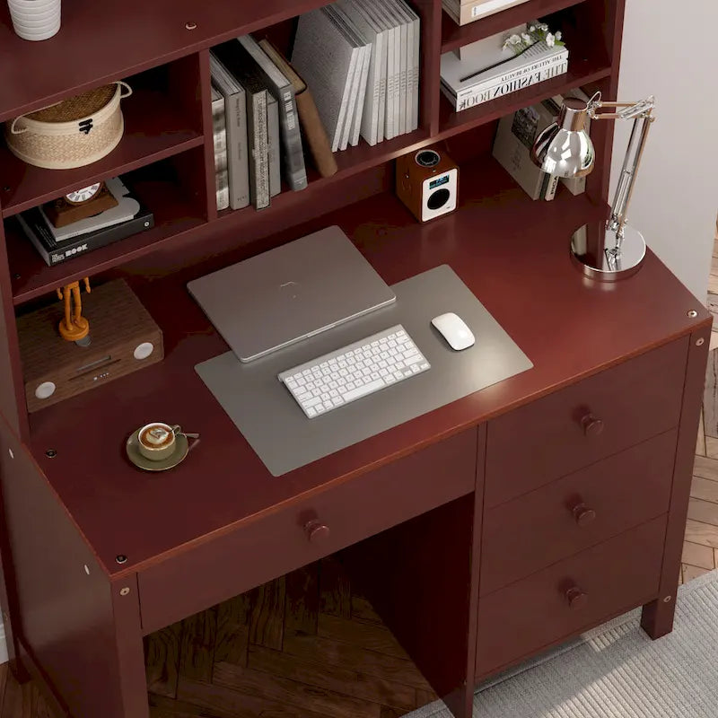 White / Espresso | Retro Writing Desk & Chair Set | 1-Person