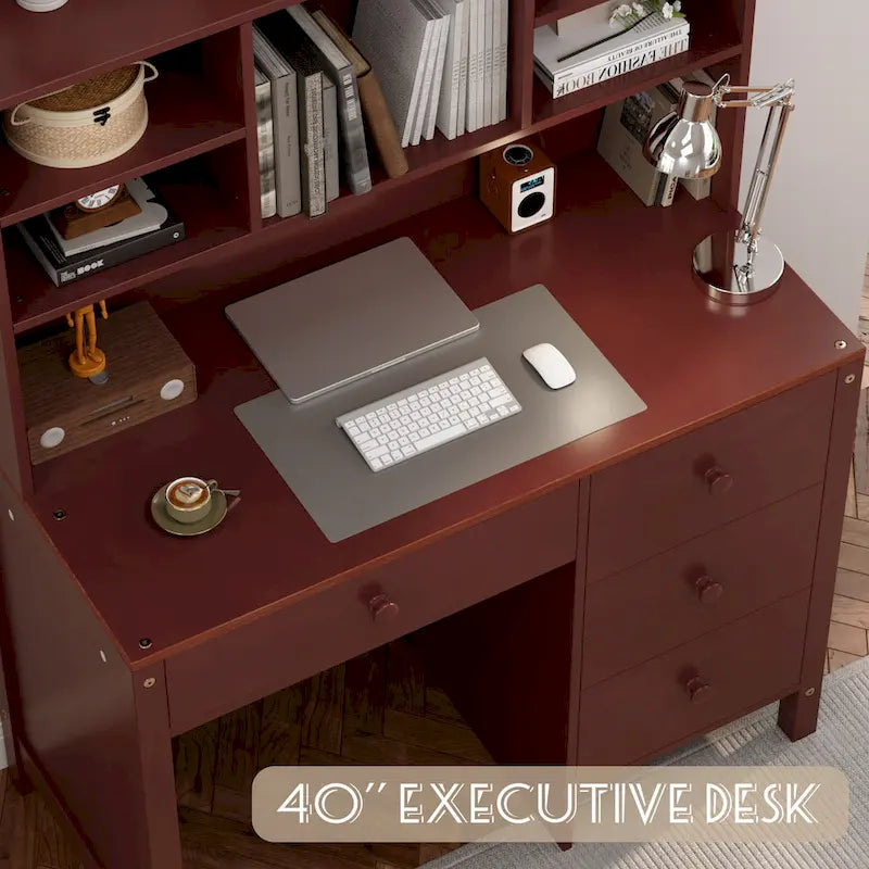 White / Espresso | Retro Writing Desk & Chair Set | 1-Person