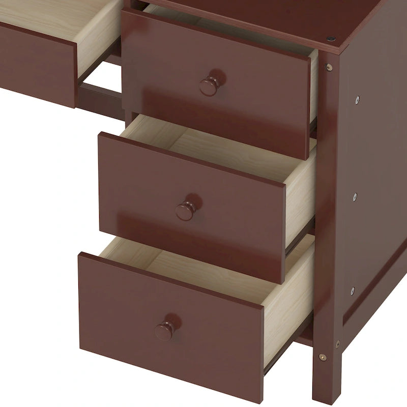White / Espresso | Retro Writing Desk & Chair Set | 1-Person