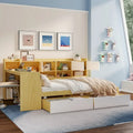 Natural/White & White L-Shaped Daybed with Desk & Storage – Full, Single
