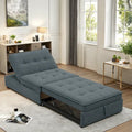 Dark Blue / White / Teal Linen 4-in-1 Convertible Sofa Bed – 3-Seater