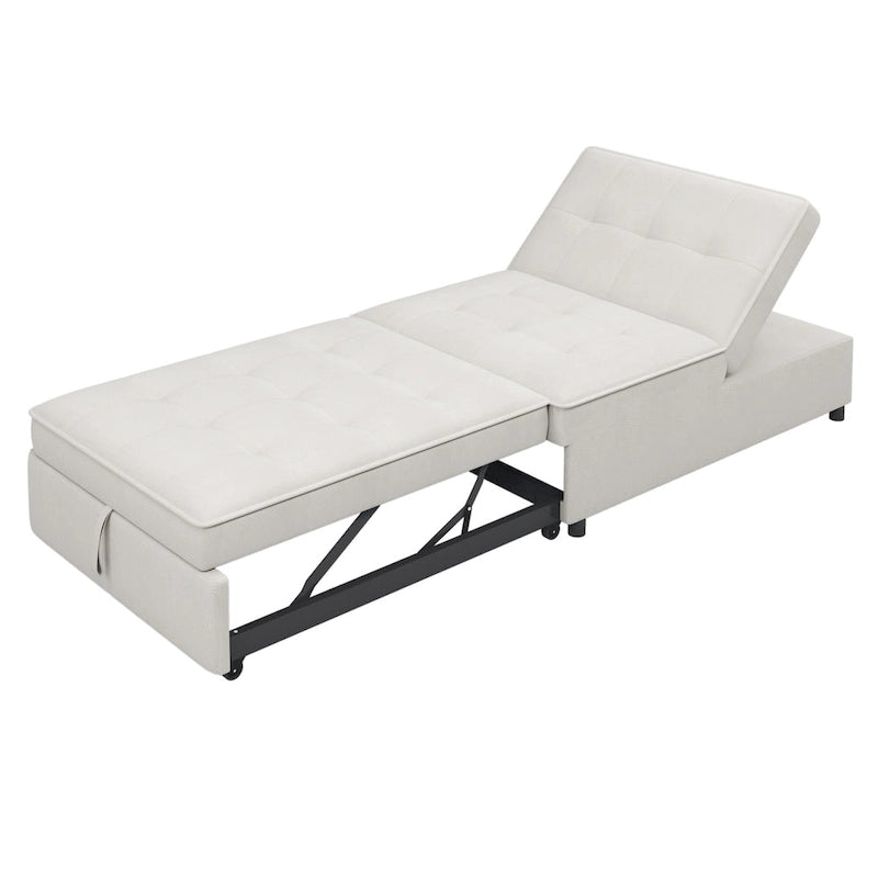 Dark Blue / White / Teal Linen 4-in-1 Convertible Sofa Bed – 3-Seater