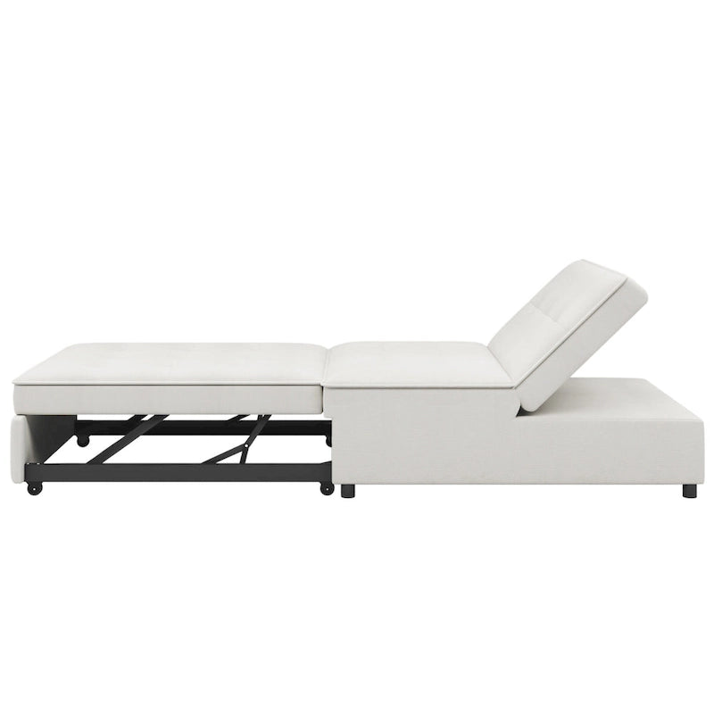 Dark Blue / White / Teal Linen 4-in-1 Convertible Sofa Bed – 3-Seater