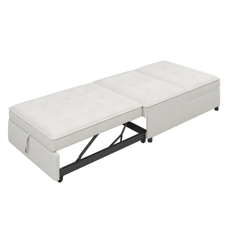 Dark Blue / White / Teal Linen 4-in-1 Convertible Sofa Bed – 3-Seater