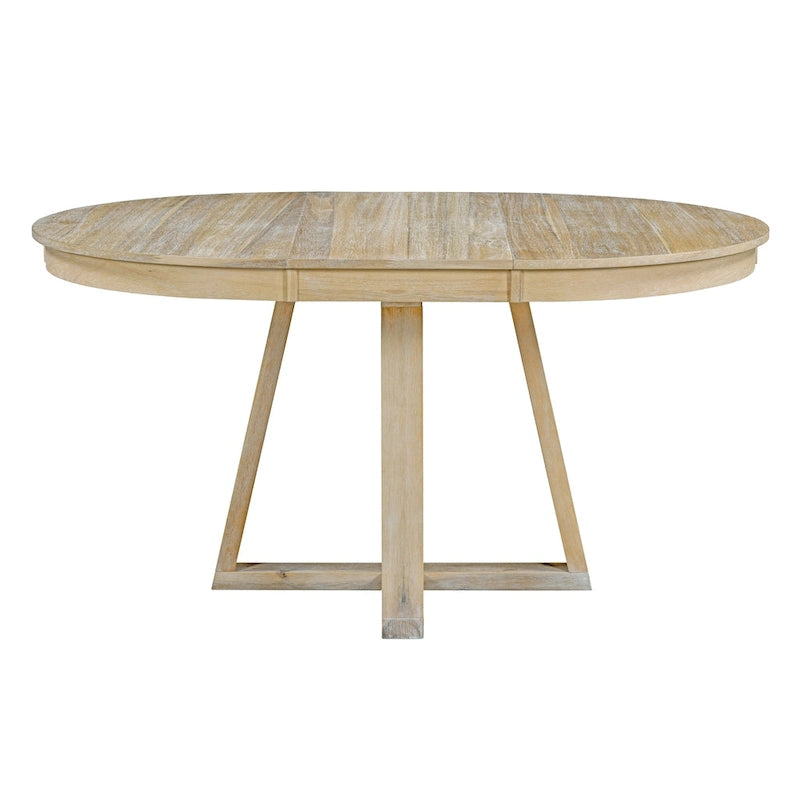 Natural / Walnut Round Extendable Dining Table Set, 5-Piece for 4