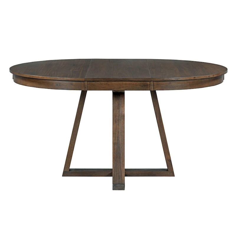 Natural / Walnut Round Extendable Dining Table Set, 5-Piece for 4