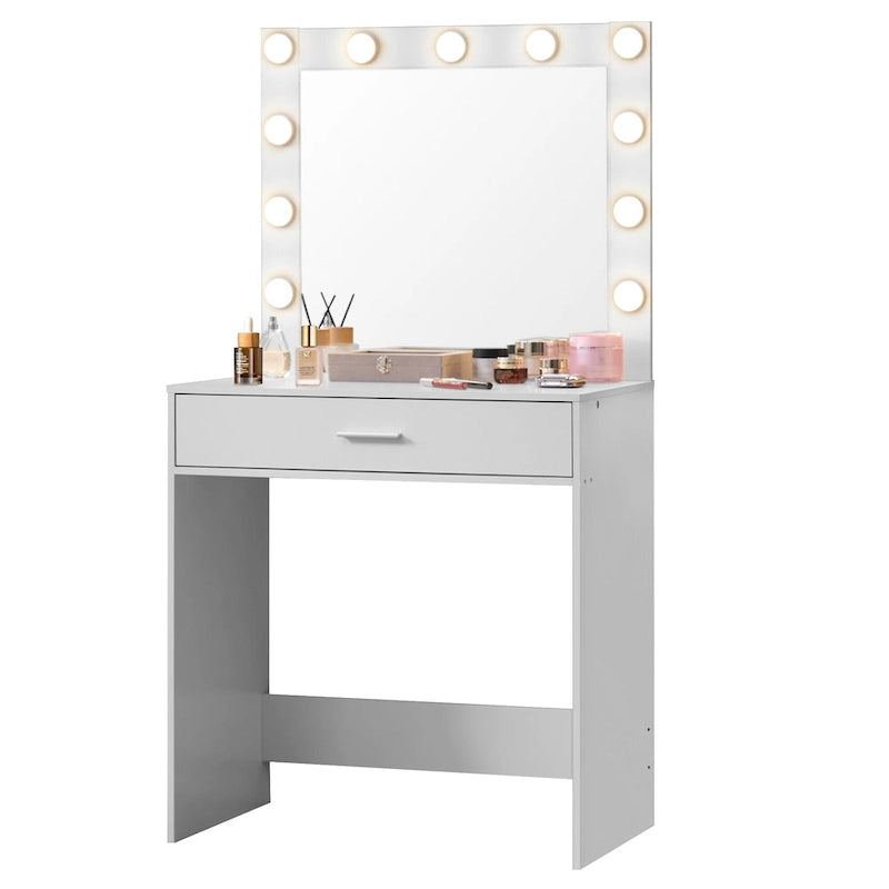 Pink / White / Black Vanity Makeup Table with LED Lighting – 1 Person