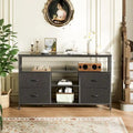 Black LED TV Stand with Power Outlets, 4 Fabric Drawers & Open Shelf, for 1 TV up to 65"