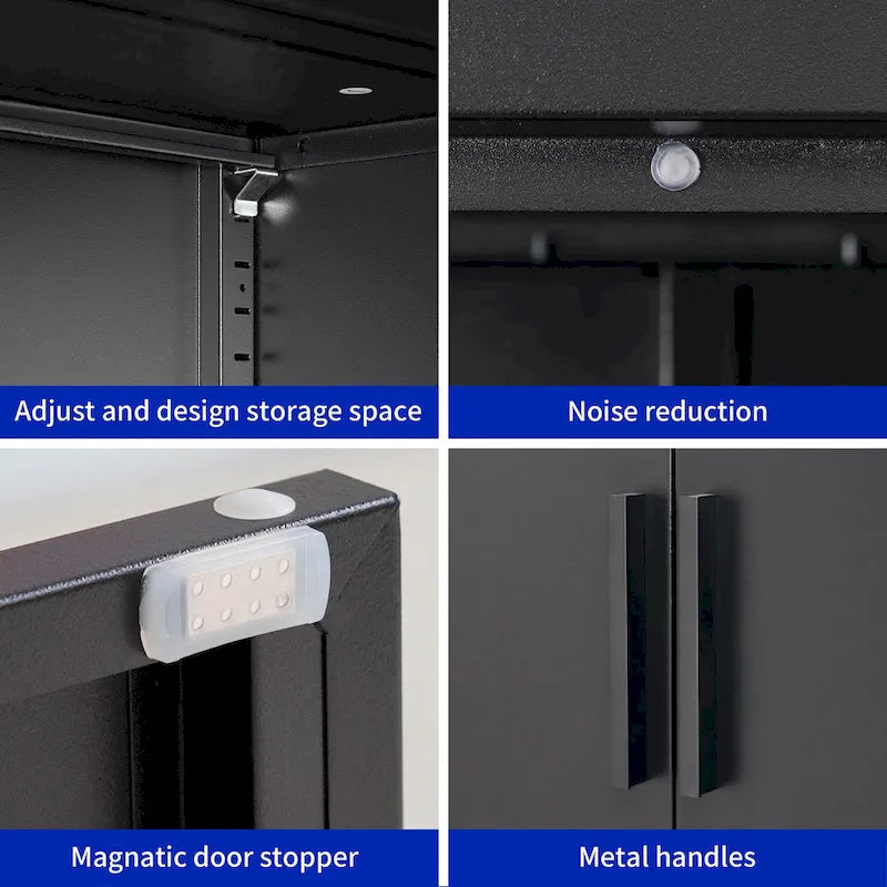Black Steel Lockable Storage Cabinet – Legal Size, 2-Shelf