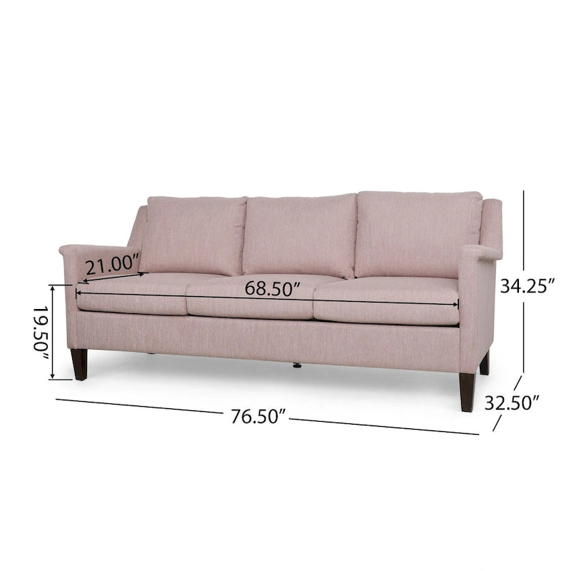 Beige / Charcoal / Light Blush Modern 3-Seat Fabric Sofa