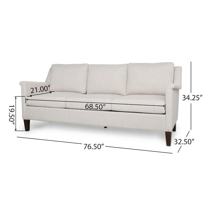 Beige / Charcoal / Light Blush Modern 3-Seat Fabric Sofa