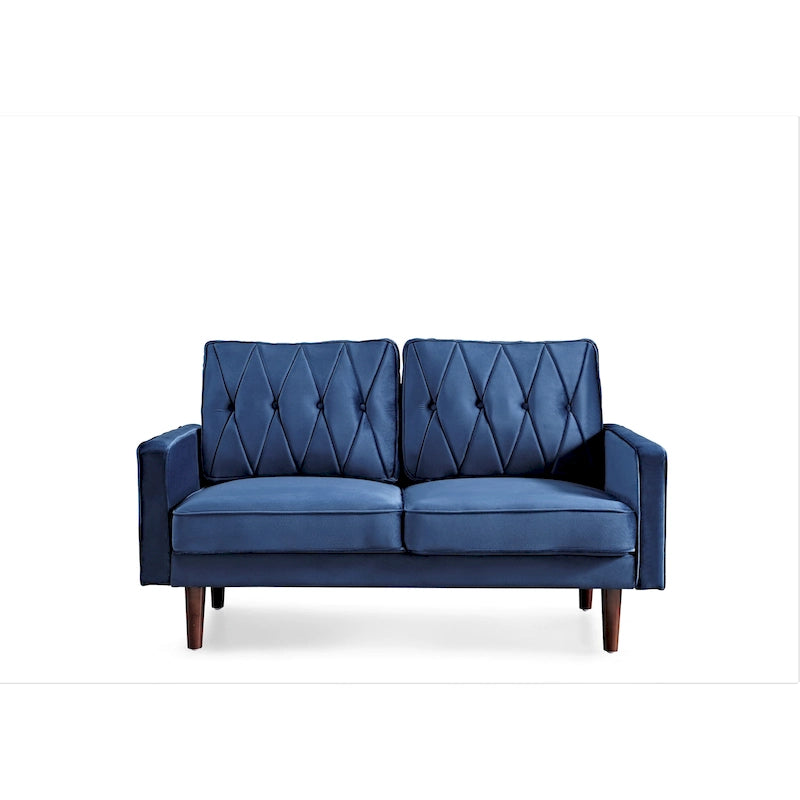 57.5" Velvet Button-Tufted 2-Seater Loveseat – Mid-Century Modern, Multiple Colors