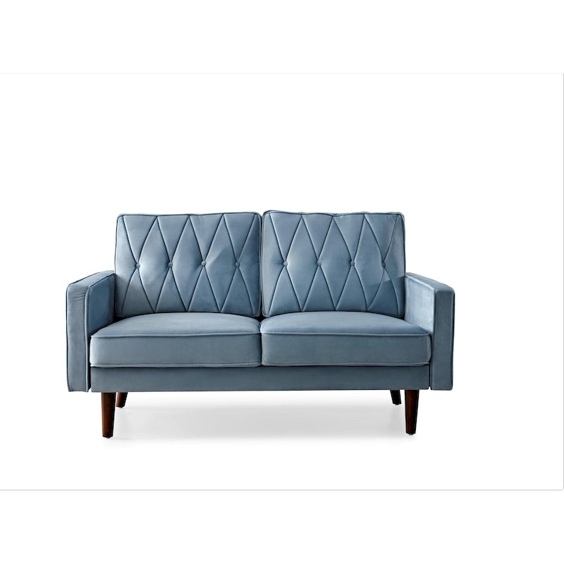 57.5" Velvet Button-Tufted 2-Seater Loveseat – Mid-Century Modern, Multiple Colors
