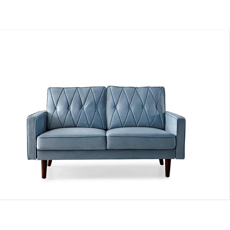 57.5" Velvet Button-Tufted 2-Seater Loveseat – Mid-Century Modern, Multiple Colors