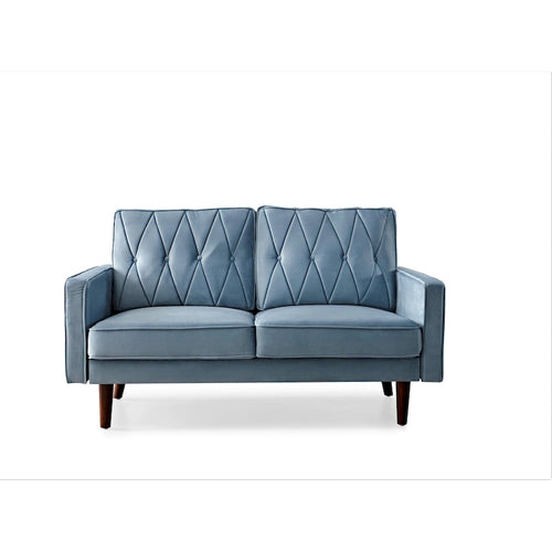 57.5" Velvet Button-Tufted 2-Seater Loveseat – Mid-Century Modern, Multiple Colors