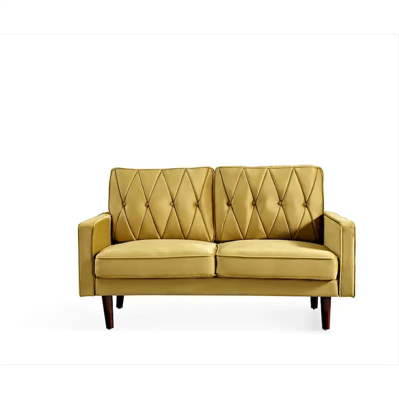 57.5" Velvet Button-Tufted 2-Seater Loveseat – Mid-Century Modern, Multiple Colors