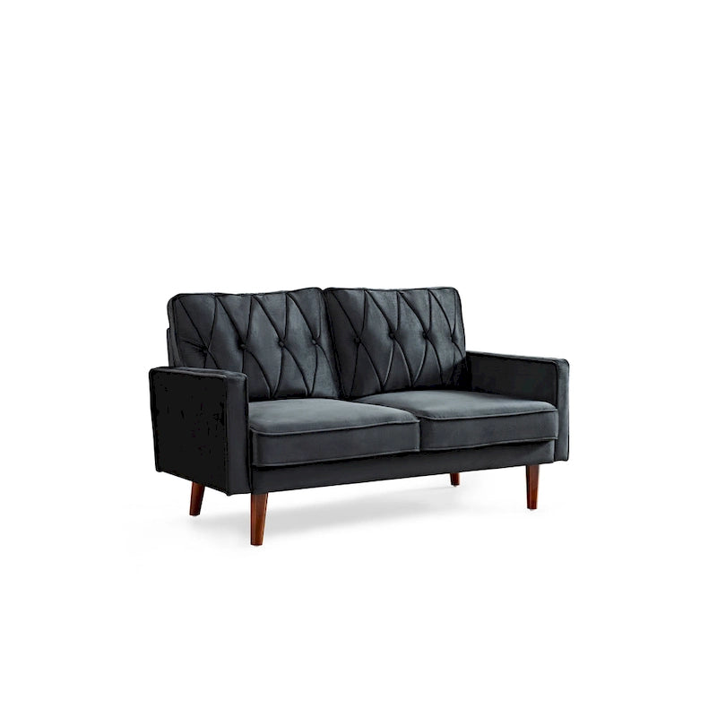 57.5" Velvet Button-Tufted 2-Seater Loveseat – Mid-Century Modern, Multiple Colors