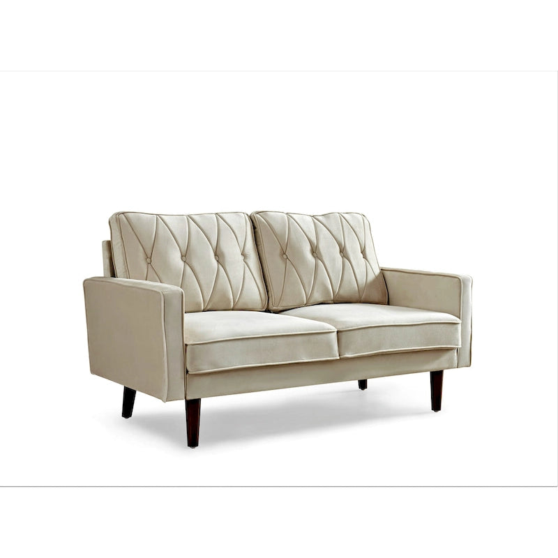 57.5" Velvet Button-Tufted 2-Seater Loveseat – Mid-Century Modern, Multiple Colors