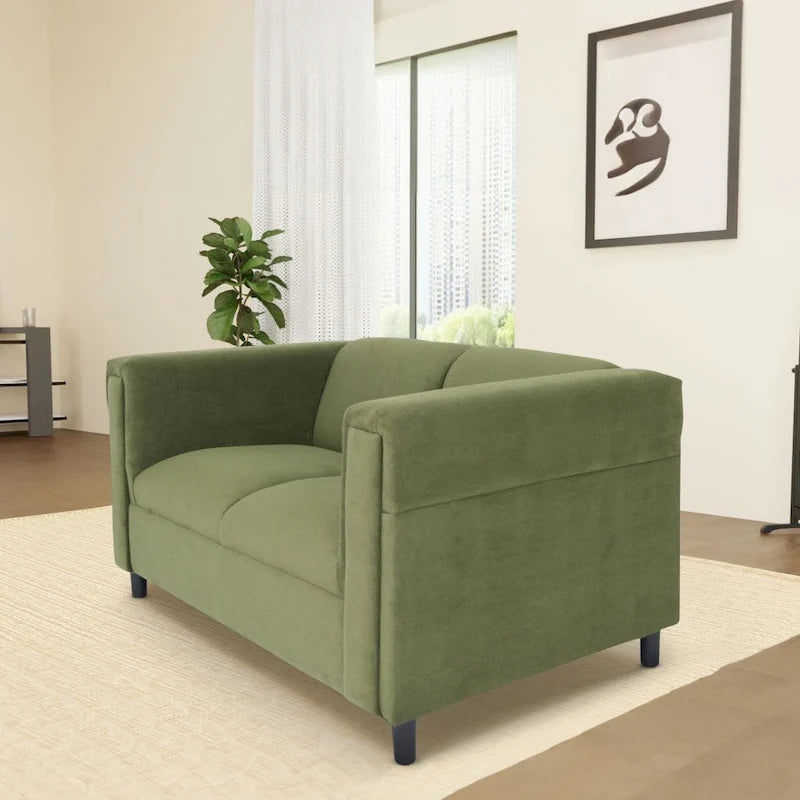 Mid-Century Modern Loveseat – Upholstered, Solid Wood Frame, 2-Seat