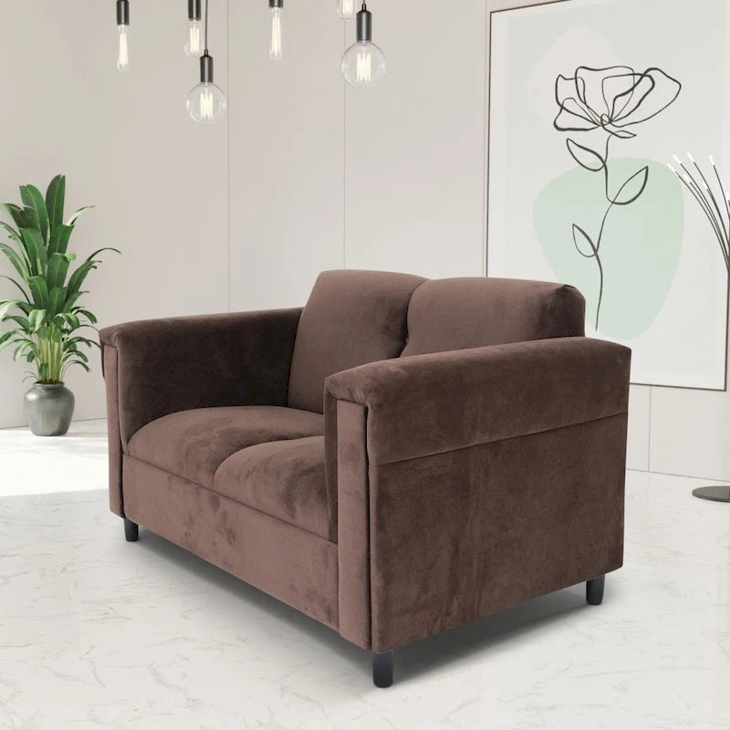 Mid-Century Modern Loveseat – Upholstered, Solid Wood Frame, 2-Seat
