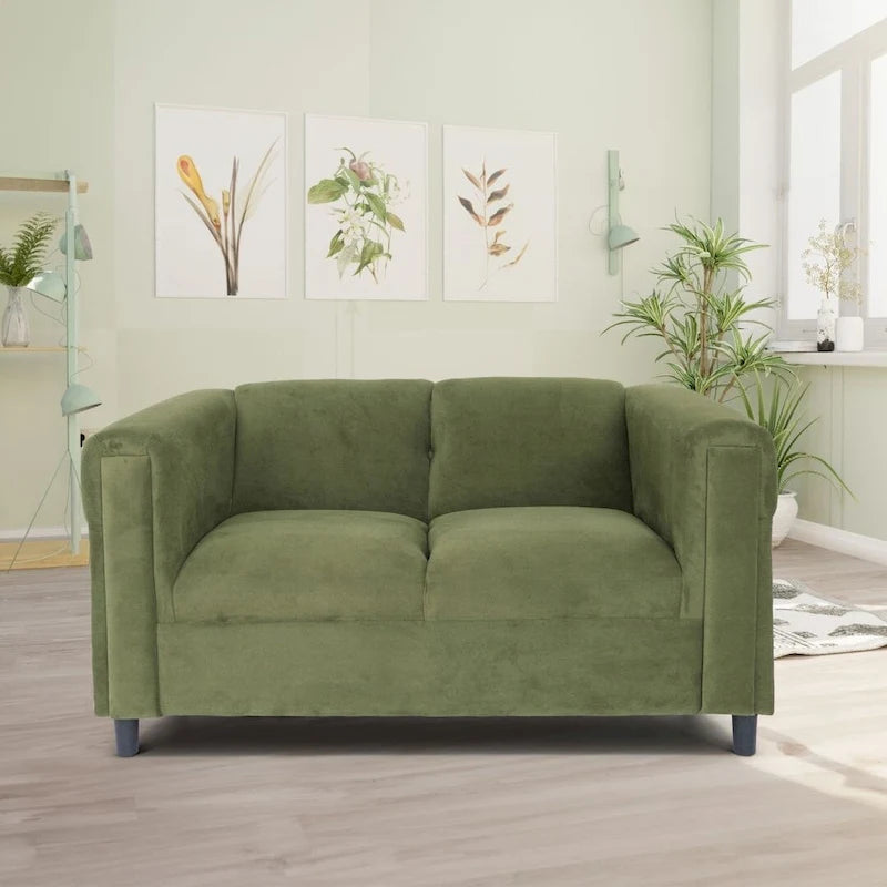Mid-Century Modern Loveseat – Upholstered, Solid Wood Frame, 2-Seat
