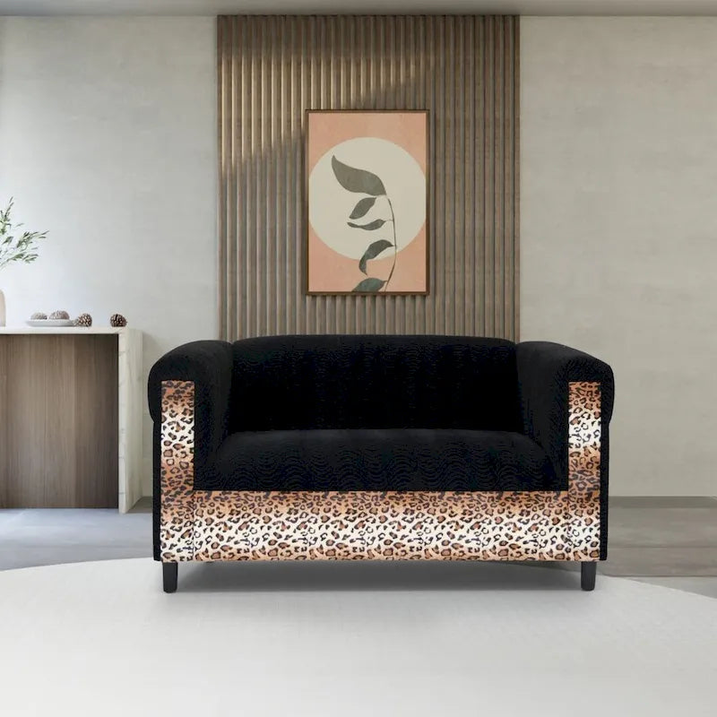Mid-Century Modern Loveseat – Upholstered, Solid Wood Frame, 2-Seat