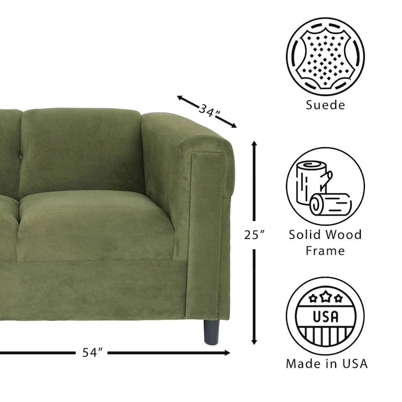 Mid-Century Modern Loveseat – Upholstered, Solid Wood Frame, 2-Seat