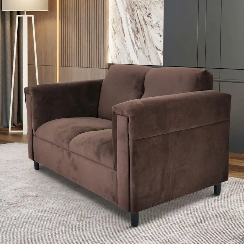 Mid-Century Modern Loveseat – Upholstered, Solid Wood Frame, 2-Seat