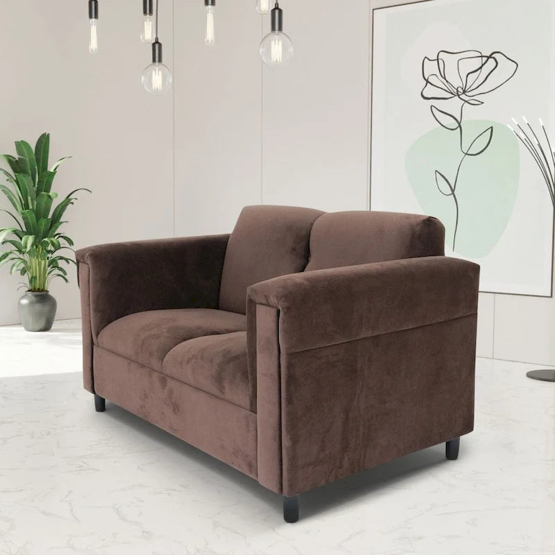 Mid-Century Modern Loveseat – Upholstered, Solid Wood Frame, 2-Seat