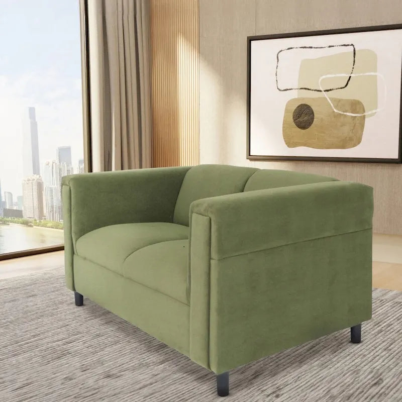 Mid-Century Modern Loveseat – Upholstered, Solid Wood Frame, 2-Seat