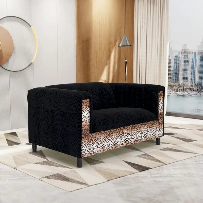 Mid-Century Modern Loveseat – Upholstered, Solid Wood Frame, 2-Seat