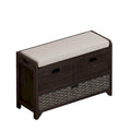 Espresso / Oak / White / Blue Cushioned Storage Bench with 2 Drawers & Basket – 1 Person