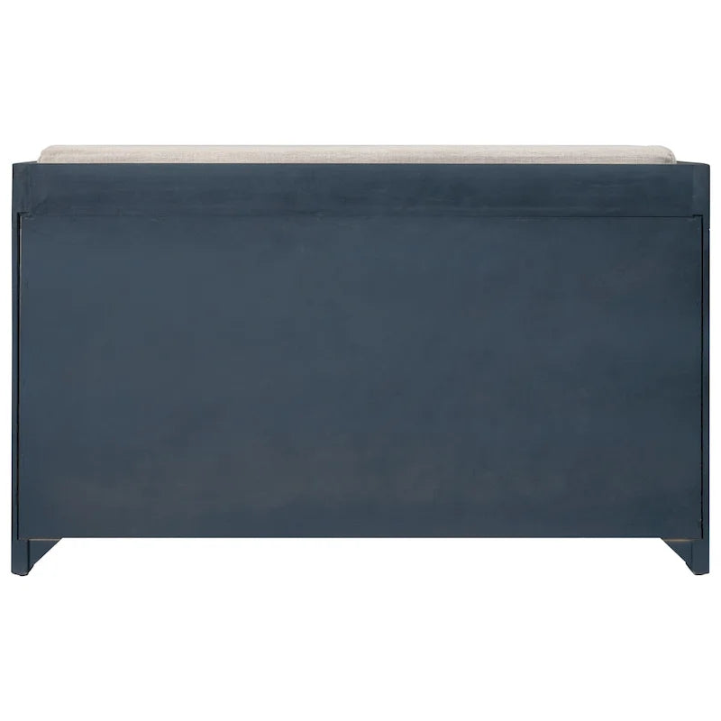 Espresso / Oak / White / Blue Cushioned Storage Bench with 2 Drawers & Basket – 1 Person