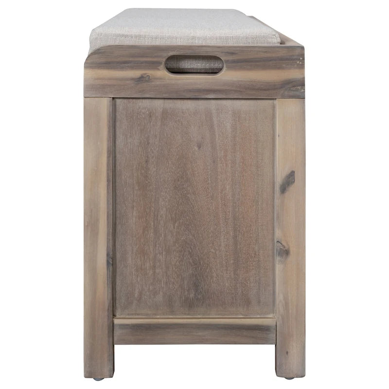 Espresso / Oak / White / Blue Cushioned Storage Bench with 2 Drawers & Basket – 1 Person