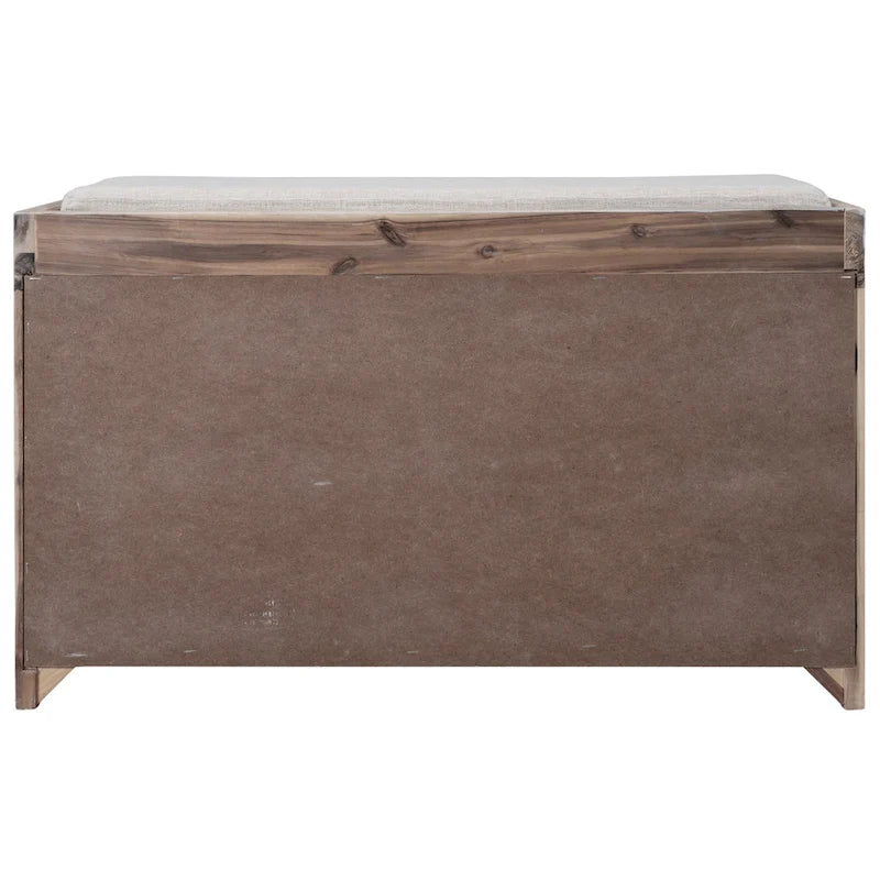 Espresso / Oak / White / Blue Cushioned Storage Bench with 2 Drawers & Basket – 1 Person
