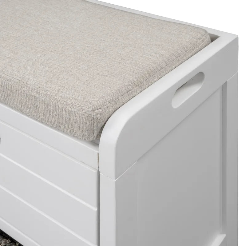 Espresso / Oak / White / Blue Cushioned Storage Bench with 2 Drawers & Basket – 1 Person
